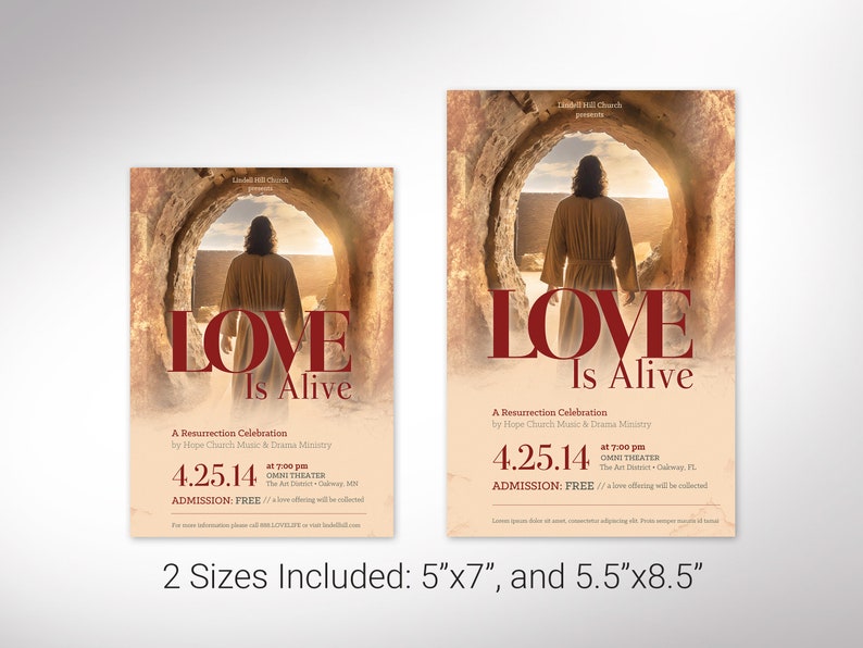 Alive Easter Flyer Template, Canva Template Beige and Burgundy, Easter Concert Flyer, Church Invitation 5.5x8.5 in image 2
