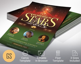 Christmas Concert Flyer Template for Canva | Church Concert Invitation | 3 Print Sizes