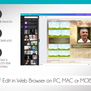 Gold Forever Funeral Program Template, Canva Template Celebration of Life, Obituary Program 8 Pages 5.5x8.5 inches image 5