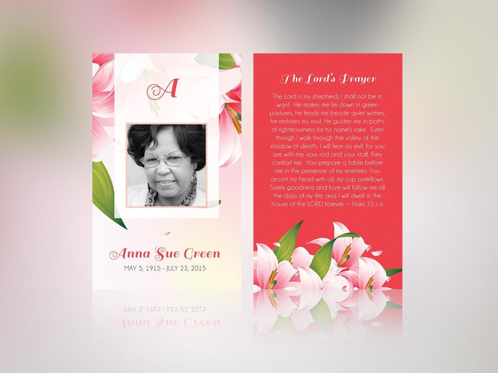 Petals Funeral Stationery Word Publisher Template Set Etsy