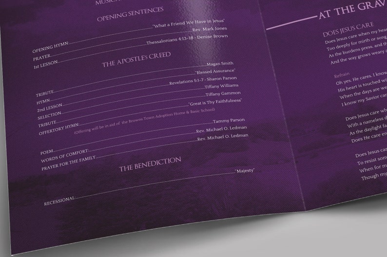 Violet Sky Tabloid Funeral Program Template Word Template, Publisher Celebration of Life 8 Pages 11x17 inches image 8