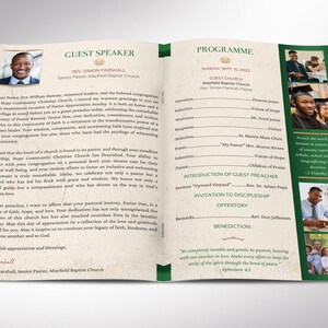 Green & Gold Pastor Appreciation Program Template: Church Event (canva ...