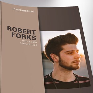 Capture the essence of your loved ones life with our Brown Funeral Program Template for Word and Publisher. This modern and stylish template features 8 pages, with a print size of 11x8.5 inches, elegantly folded to a bi-fold size of 5.5x8.5 inches.