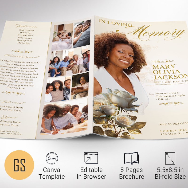 Obituary Template Canva Etsy