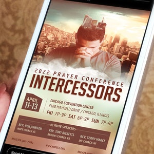 Prayer Conference Invitation Canva Template is a modern design with a scenic composition and saturated color blends that will appeal to a wide demographic. 3 Sizes are included: 1080x1080 pixels, 1080x1920 pixels, and 5 x 5 inches.