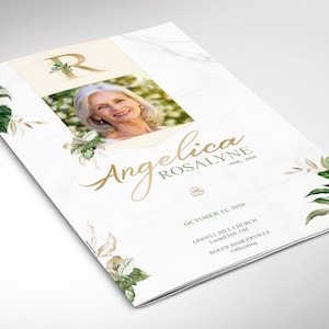 May include: A white and gold funeral program with a photo of a woman and the name Angelica Rosalyn. The program includes the dates 1956-2020 and the text "October 13, 2020, Lindell Hill Church, Lindell Hill, OH, Roger Baskerville, Officiating."