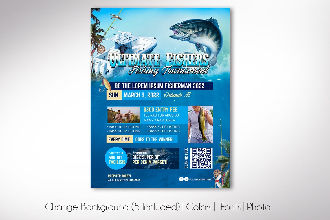 Fishing Tournament Flyer Template for Word and Publisher 5 Etsy