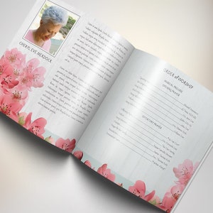 Magnolia Square Funeral Program Template for Word and Publisher 8 Pages Bi-fold to 8x8 inches image 8