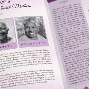 Mothers Day Gala Tabloid Program Template for Word and Publisher has 4 pages. The Banquet Program features a vintage purple decorative theme. The Church bulletin Print Size of 17x11 inches is Bi-Fold to 8.5x11 inches. Ideal program for Mothers Day