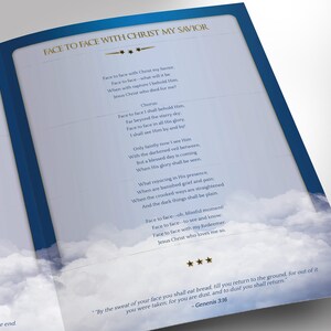 Blue Ribbon Funeral Program Large Template Word Template, Publisher Celebration of Life, Blue Sky, 8 Page 11x17 in image 9