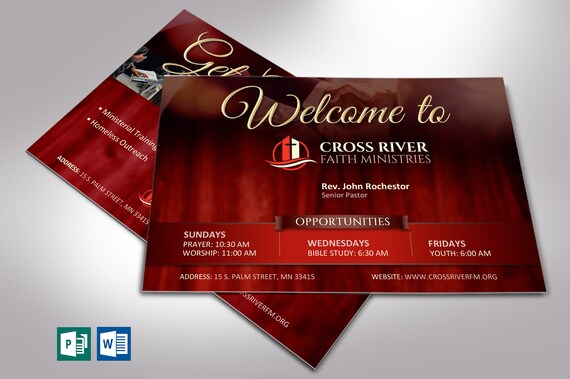 Welcome Card Word Publisher Template 6 Backgrounds - Etsy