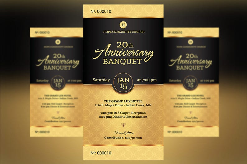 Black Gold Church Anniversary Banquet Ticket Template Word Template, Publisher Church Anniversary 36 in image 2