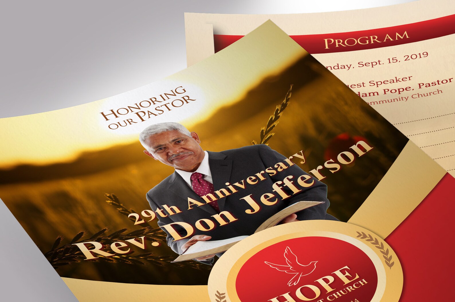 Pastor Anniversary Program One Sheet Word Publisher Template - Etsy