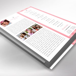 White Pink Funeral Program Template, Single Sheet Word Template, Publisher V1 Celebration of Life 8.5x11 in image 6