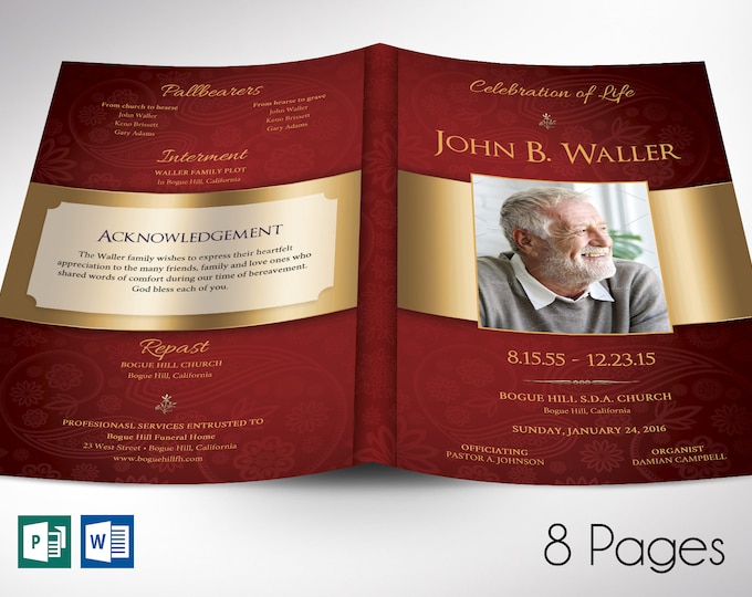 8 Page Funeral Programs