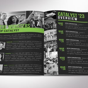 Youth Conference Program Template: Green & Black 8-Page Church Brochure (Canva, 5.5x8.5 in, Digital Download) image 3
