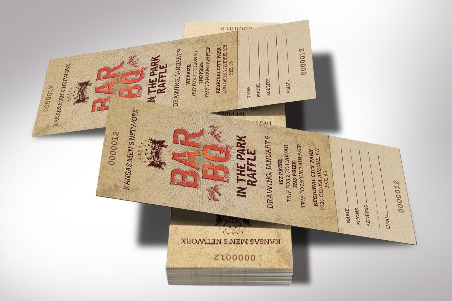 Vintage BBQ Raffle Ticket Template for Word and Publisher: Western ...