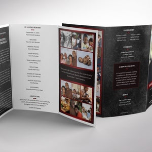 Red Rock Legal Trifold Funeral Program Template, Word Template, Publisher, Celebration of Life, Memorial Service, 14x8.5 in image 4