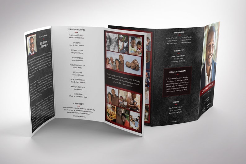 Red Rock Legal Trifold Funeral Program Template, Word Template, Publisher, Celebration of Life, Memorial Service, 14x8.5 in image 4