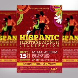 Hispanic Heritage Month Flyer Template Word Template, Publisher Cinco de Mayo, Mardi Gras, Party Flyer Size 4x6 in image 2