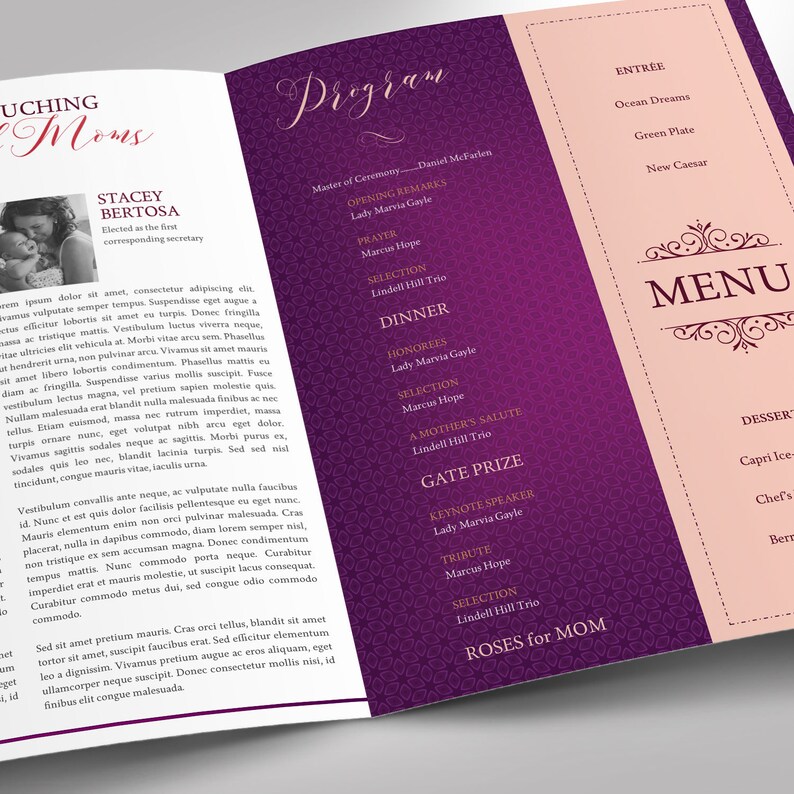 Mothers Day Banquet Program Word Publisher Template Large Etsy