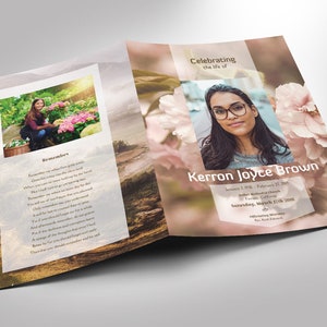 Adventure Tabloid Funeral Program Template Word Template, Publisher V2, Celebration of Life 4 Pages 11x17 in image 2