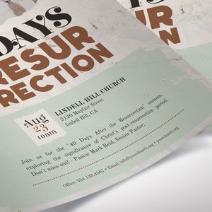 Resurrection Easter Flyer Template, Canva Template Beige and Brown, Easter Concert Flyer, Church Invitation 3 Sizes image 9