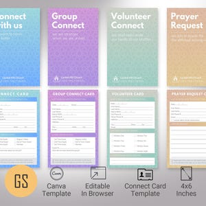 Church Connect Card Template: Pastel Welcome Cards (Canva, 4x6 inches)