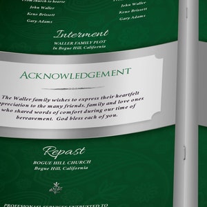 Green Silver Funeral Program Template Word Template, Publisher Celebration of Life, 8 Pages 5.5x8.5 inches image 8