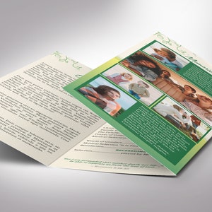 Green Princess Trifold Funeral Program Template Word Template, Publisher Green Beige, Celebration of Life, Memorial Service 11x8.5 in image 3