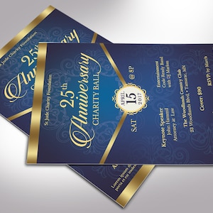 Blue Gold Anniversary Gala Flyer Template Word Template, Publisher Pastor Anniversary, Church Event 5.5x8.5 in image 4