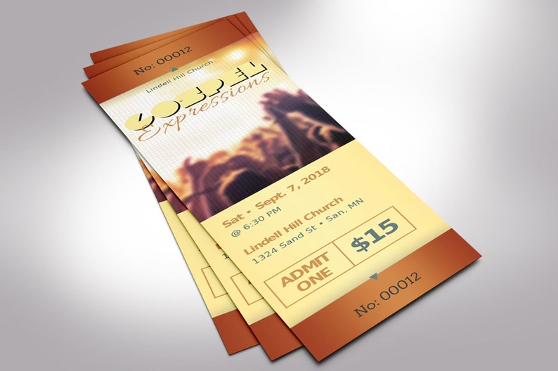 Experience the uplifting spirit of gospel music with our Gospel Concert Ticket Template for Word and Publisher! Sized at 2x6 inches, this beautifully designed ticket template features a radiant yellow and copper background.