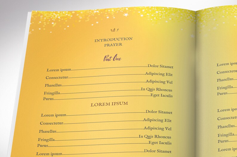 Emmanuel Christmas Program Word and Publisher Template has 4 pages and was created with a deep night blue background and highlighted with lights and golden stars. The Print Size is 11 x 8.5 inches, and Bi-fold Size is 5.5 x 8.5 inches.