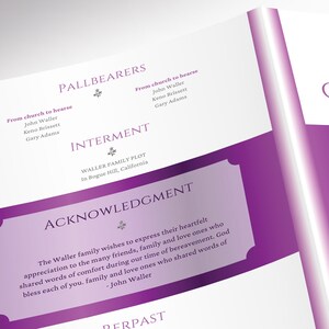 White Purple Tabloid Funeral Program Template, Canva Template, Celebration of Life, Obituary Program, 4 Pages 11x17 in image 7