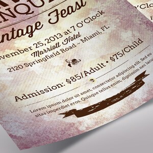 Vintage Banquet Flyer Template Word Template, Publisher Church Invitation, Harvest Flyer 4 Backgrounds 4x6 in image 8