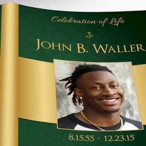 Green Gold Regal Funeral Program Template Word Template, Publisher ...