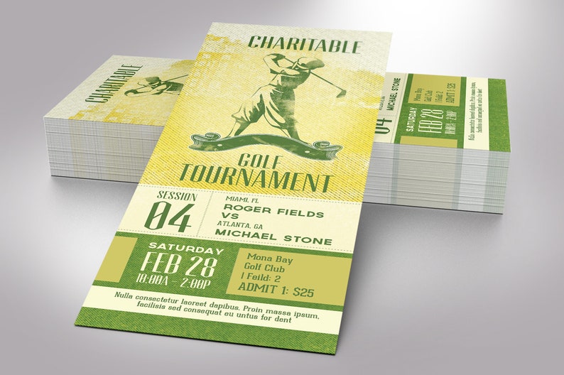 Charitable Golf Tournament Ticket Template Word Template, Publisher Sports Ticket, Golf Competition Size 26 image 4