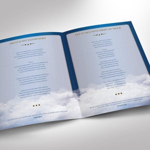 Blue Ribbon Funeral Program Large Template Word Template, Publisher Celebration of Life, Blue Sky, 8 Page 11x17 in image 5