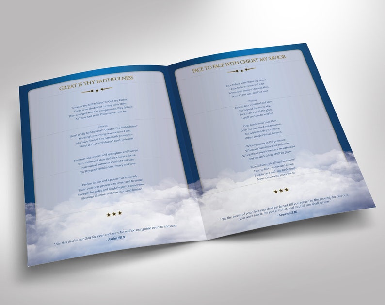 Blue Ribbon Funeral Program Large Template Word Template, Publisher Celebration of Life, Blue Sky, 8 Page 11x17 in image 5