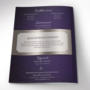 Blue Dignity Funeral Program Template Word Template, Publisher Celebration of Life 8 Pages Bifold to 5.5x8.5 inches image 6