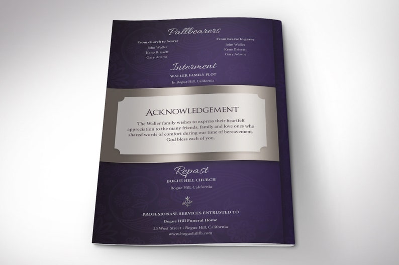 Blue Dignity Funeral Program Template Word Template, Publisher Celebration of Life 8 Pages Bifold to 5.5x8.5 inches image 6