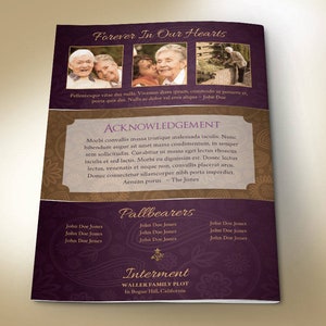 Royal Funeral Program Template for Word and Publisher 4 Pages Bi-fold to 5.5x8.5 inches image 9