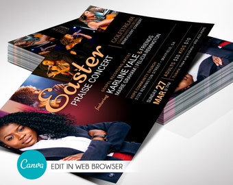Easter Concert Flyer Template for Canva | Church Concert, Easter Invitation, Musical Event, Gospel Concert  | 2 Sizes
