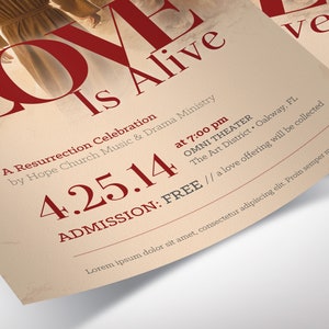 Alive Easter Flyer Template, Canva Template Beige and Burgundy, Easter Concert Flyer, Church Invitation 5.5x8.5 in image 9