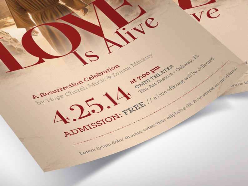 Alive Easter Flyer Template, Canva Template Beige and Burgundy, Easter Concert Flyer, Church Invitation 5.5x8.5 in image 9