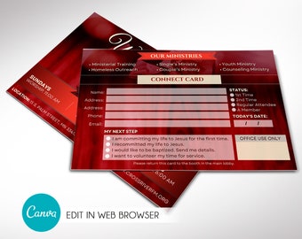 Church Connect Card Template for Canva | Church Welcome Card, Visitor Card, New Here Guest Card | 6 Backs | 6x4 inches