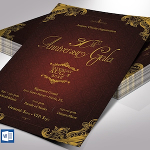 Anniversary Banquet Flyer Template | Word Template, Publisher | Church Anniversary | 7 backgrounds | Size 4x6 inches