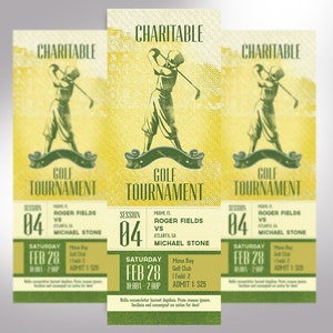 Charitable Golf Tournament Ticket Template Word Template, Publisher Sports Ticket, Golf Competition Size 26 image 3