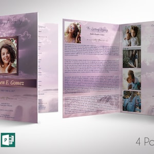 Purple Forever Funeral Program Large Template for Word Publisher V2 4 Pages 11x17 inches image 1