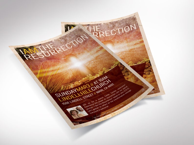 Resurrection Church Flyer Template, Canva Template, Easter Sunday, Church Invitation, Worship Service 2 Sizes image 6